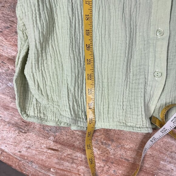Lush Cotton Gauze Open Back Long Sleeve Top Womens S Chartreuse Boho Cottage - Picture 11 of 12